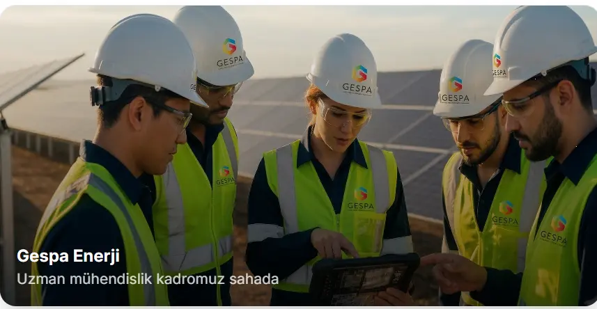 GESPA Enerji uzman mühendislik ekibi güneş enerjisi santralinde saha incelemesi yapıyor
