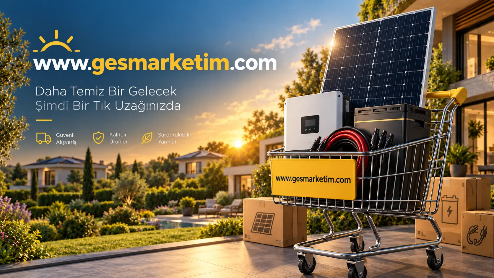 GES Marketim solar e-ticaret: güneş paneli, inverter ve akü ürünleri