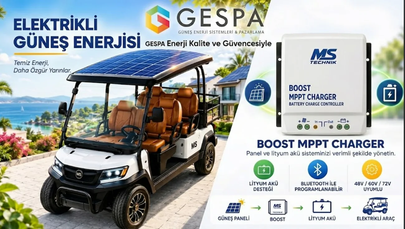 Güneş panelli elektrikli golf aracı ve BOOST MPPT Charger