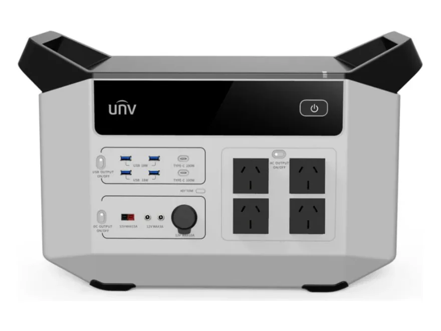 UNV Trek Pro 2500 W taşınabilir güç istasyonu — 4 AC prizi, USB ve Type-C çıkışları